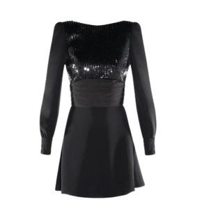 New YSL Yves Saint Laurent Short Black Sequin Dress Size 8 (FR40)